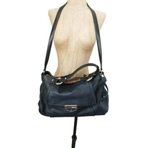 B. Makowsky Black Lombard Leather Crossbody Designer Handbag Bag